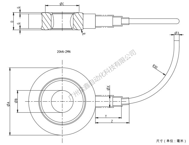 德国HBM 1-KMR+/1MN力传感器产品尺寸1