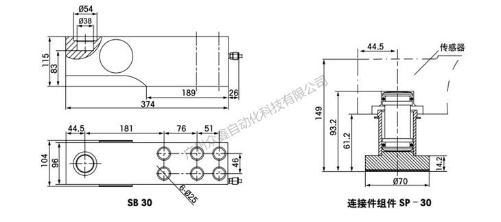 梅特勒-托利多 SB-30T称重传感器安装尺寸 梅特勒-托利多 SB-30T称重传感器安装尺寸