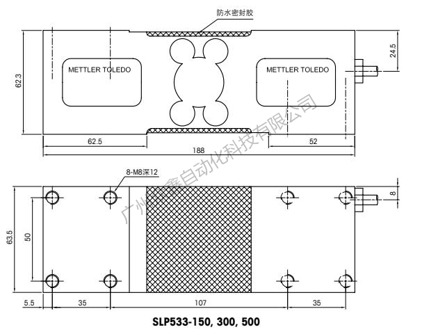 Mettler Toledo梅特勒托利多 SLP533-300kg称重传感器产品尺寸