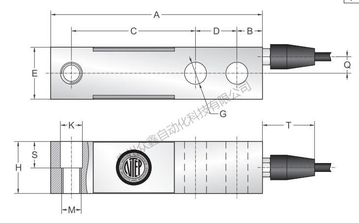 美国传力 SBS-750kg称重传感器产品尺寸