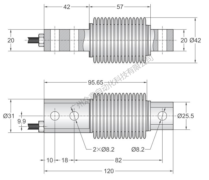 美国传力 BSH-50kg称重传感器产品尺寸