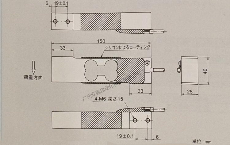 日本NMB(Minebea美蓓亚) CB004-20K称重传感器产品尺寸